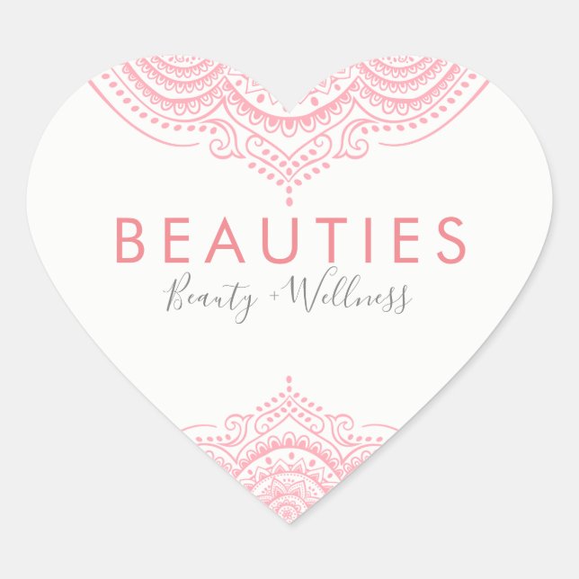 Elegant Pink Ornate Paisley Lace Heart Sticker (Front)