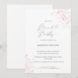 Elegant Pink Paint Brunch Bubbly Bridal Shower Invitation
