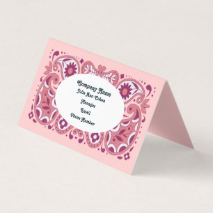 Elegant Pink Paisley Design Tear Drops Daisies Business Card