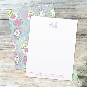 Elegant Pink Paisley Stylish Preppy Monogram