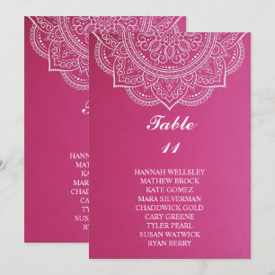 Elegant Pink Paisley Wedding Seating Chart Invitation