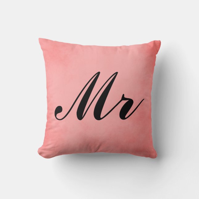 Elegant Pink Parchment Mr and Mrs Cushion (Front)