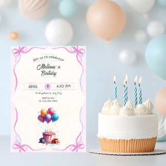 Elegant Pink Pastel Birthday Invitation