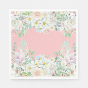 Elegant Pink Pastel Floral Garden Birthday Napkin