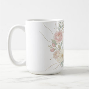 Elegant Pink Pastel Floral Wreath Botanical Design Coffee Mug