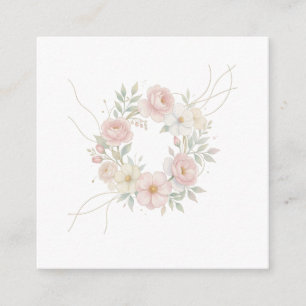 Elegant Pink Pastel Floral Wreath Botanical Design Enclosure Card