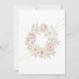 Elegant Pink Pastel Floral Wreath Botanical Design Invitation