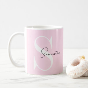 Elegant Pink Pastel Personalised Mug with Monogram