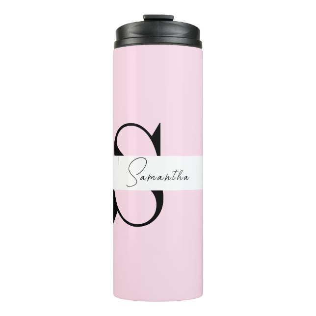 Elegant Pink Pastel Personalised Thermal Tumbler (Front)
