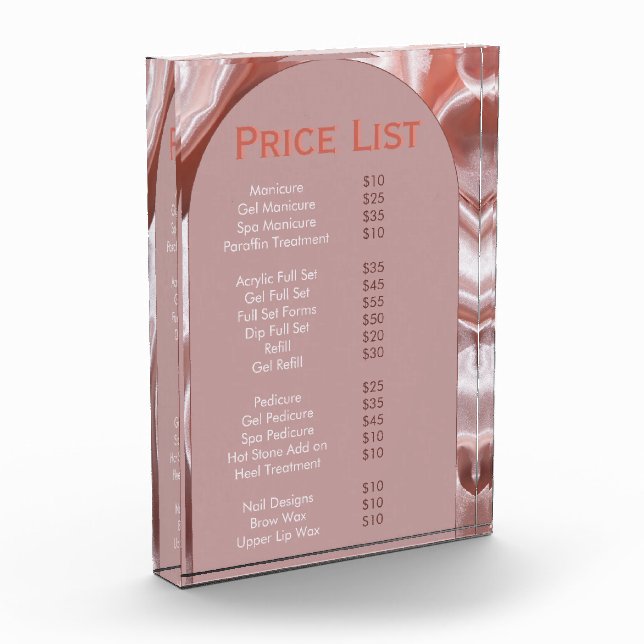 Elegant pink Peach Beauty Salon Menu  Photo Block (Left)