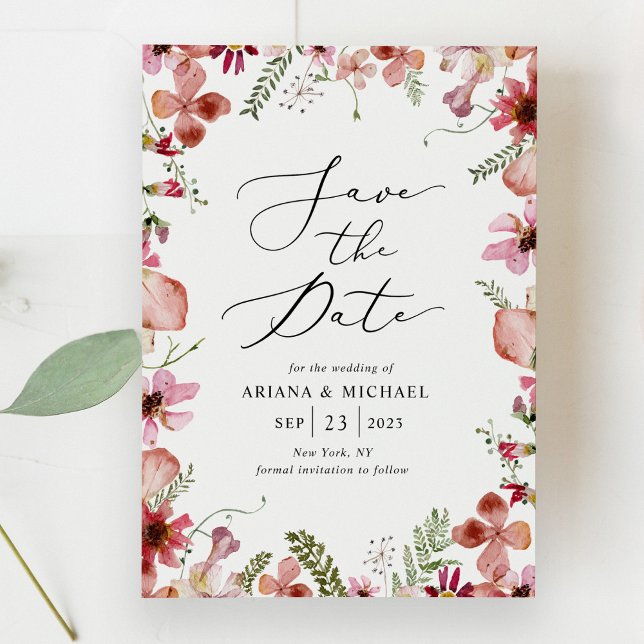 Elegant Pink Peach Floral Save The Date Cards  (Creator Uploaded)