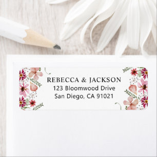 Elegant Pink Peach Greenery Return Address