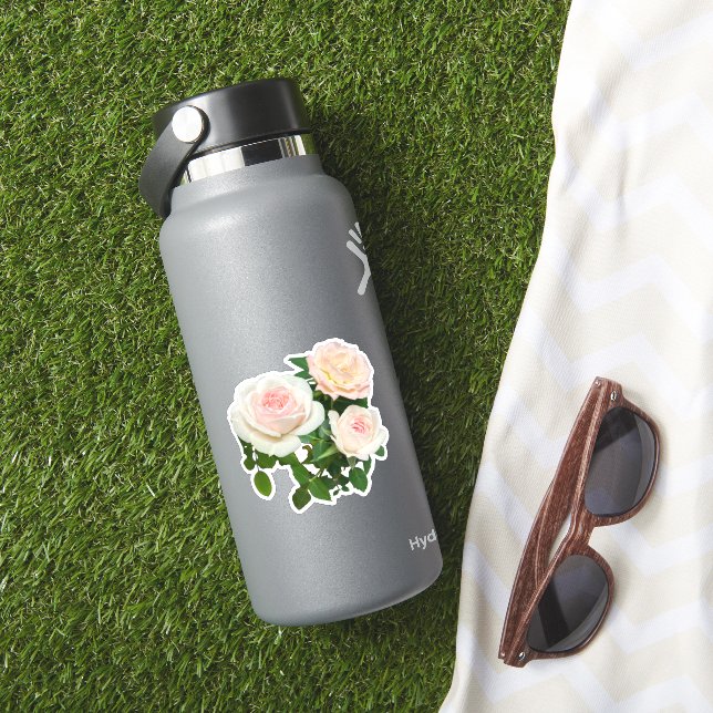 Elegant pink peach white roses floral  (HydroFlask Insitu)