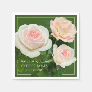 Elegant pink peach white roses floral  napkin