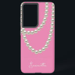 Elegant pink Pearl necklace Samsung Galaxy Case<br><div class="desc">Elegant pink Samsung Galaxy Case featuring a silver pearl necklace in watercolor. It’s very easy to customise,  with with your personal details.</div>