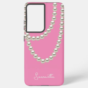 Elegant pink Pearl necklace Samsung Galaxy Case