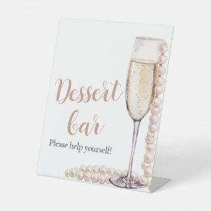 Elegant Pink Pearls and Prosecco Dessert Bar Sign