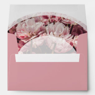 Elegant Pink Peonies 5x7 Wedding Invitation Envelope