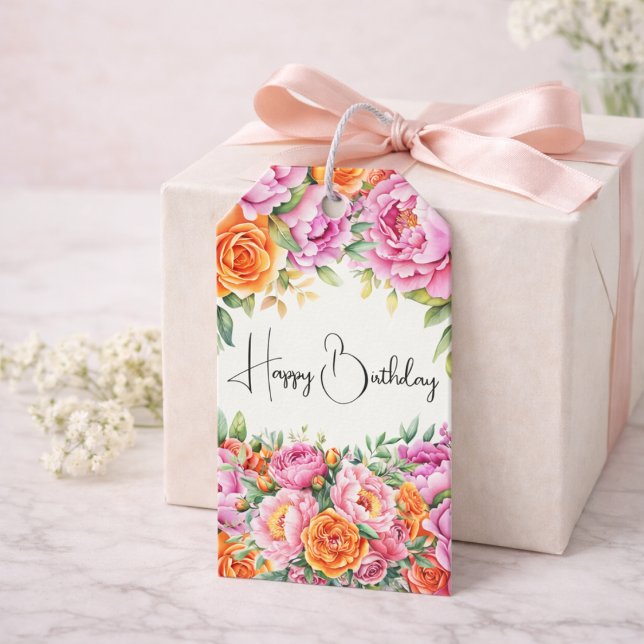 Elegant Pink Peonies Floral Gift Tag (Creator Uploaded)