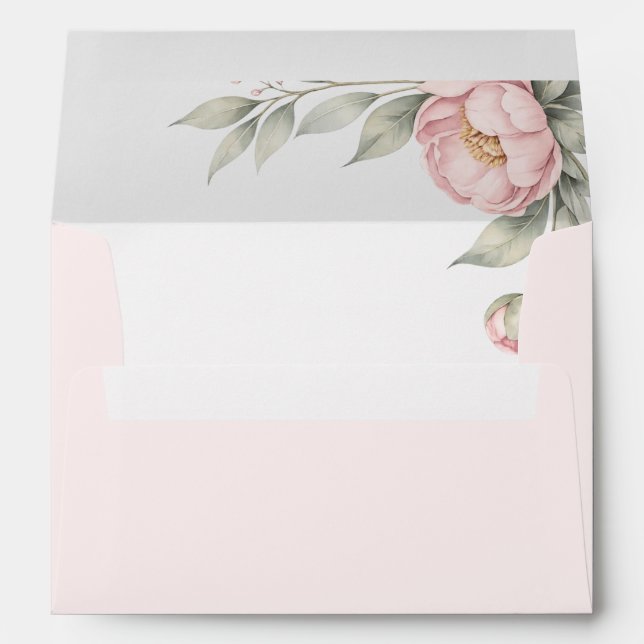 Elegant Pink Peonies In Bloom  Envelope (Back (Bottom))