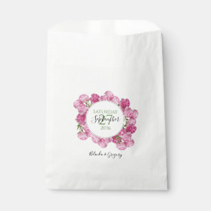 Elegant Pink Peonies Wedding Favour Bags