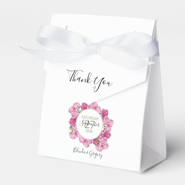 Elegant Pink Peonies Wedding  Favour Box (Front Side)