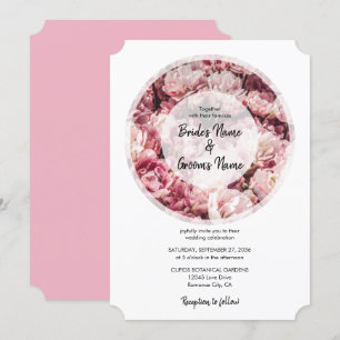 Elegant Pink Peonies Wedding Invitations