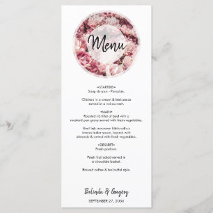 Elegant Pink Peonies Wedding Menu