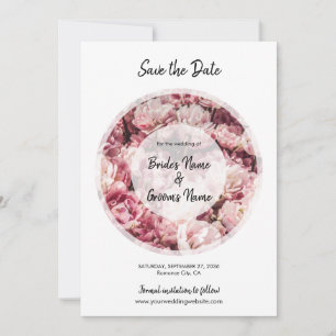 Elegant Pink Peonies Wedding Save The Date