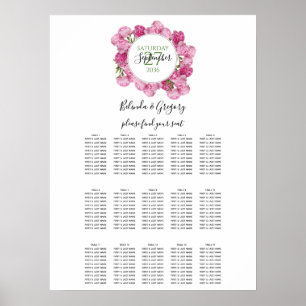 Elegant Pink Peonies Wedding Seating Chart