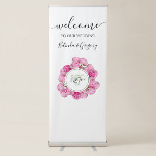Elegant Pink Peonies Wedding Welcome Sign