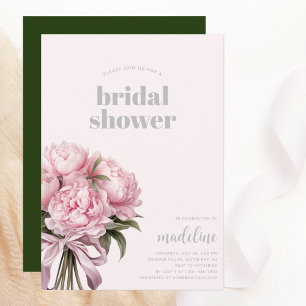 Elegant Pink Peony Bridal Shower Invitation