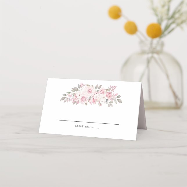 Elegant Pink Peony Floral Place Card (Front)