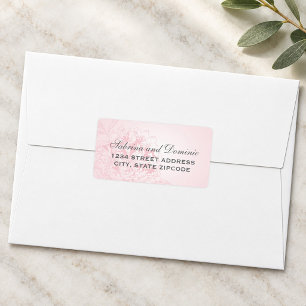 Elegant Pink Peony Floral Wedding Address Label
