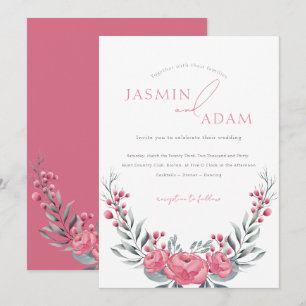 Elegant Pink Peony Floral Wedding Invitation