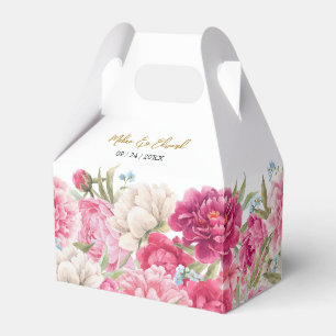 Elegant Pink Peony Florals Wedding Favour Box