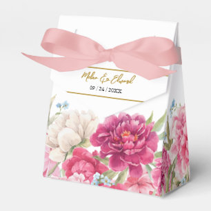 Elegant Pink Peony Florals Wedding Favour Box
