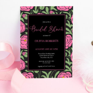 Elegant Pink Peony Flowers Bridal Shower Invitation