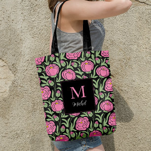 Elegant Pink Peony Flowers Personalised Tote Bag