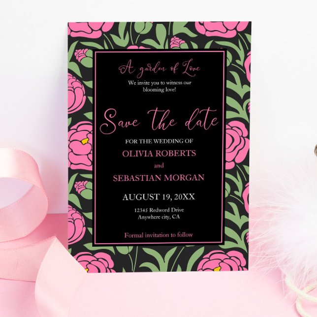 Elegant Pink Peony Flowers Wedding Save The Date (Creator Uploaded)