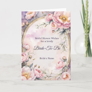 Elegant Pink Peony Oval Frame Bridal Shower Card