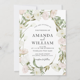 Elegant Pink Peony Wedding Invitation