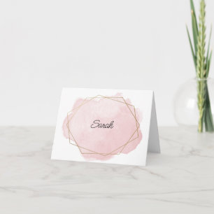 Elegant Pink Personalised Folded Thank You Card
