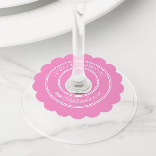 elegant pink personalised names wine glass tags