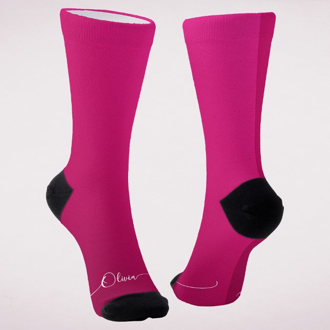 Elegant Pink Personalised Script Name Socks (Creator Uploaded)
