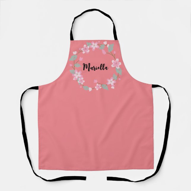 Elegant Pink Personalised Your Name Apron (Front)