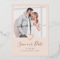 Elegant Pink Photo Save the Date Real Rose Gold 