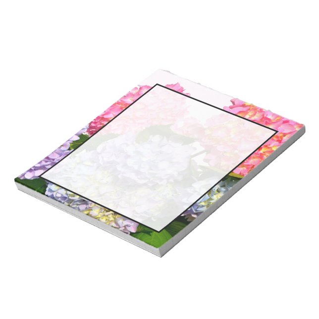 Elegant pink pink purple blue florals hydrangeas notepad (Rotated)