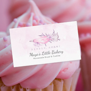 Elegant Pink Piping Bag Bakery Business Card