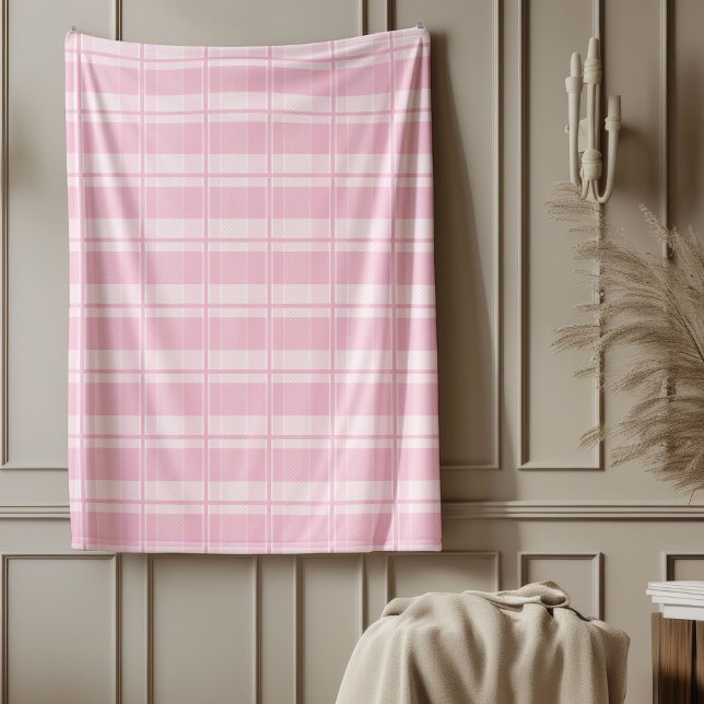 Elegant Pink Plaid Throw Soft Home Accent Fleece Blanket (Elegant Pink Plaid Throw Soft Home Accent Fleece Blanket)